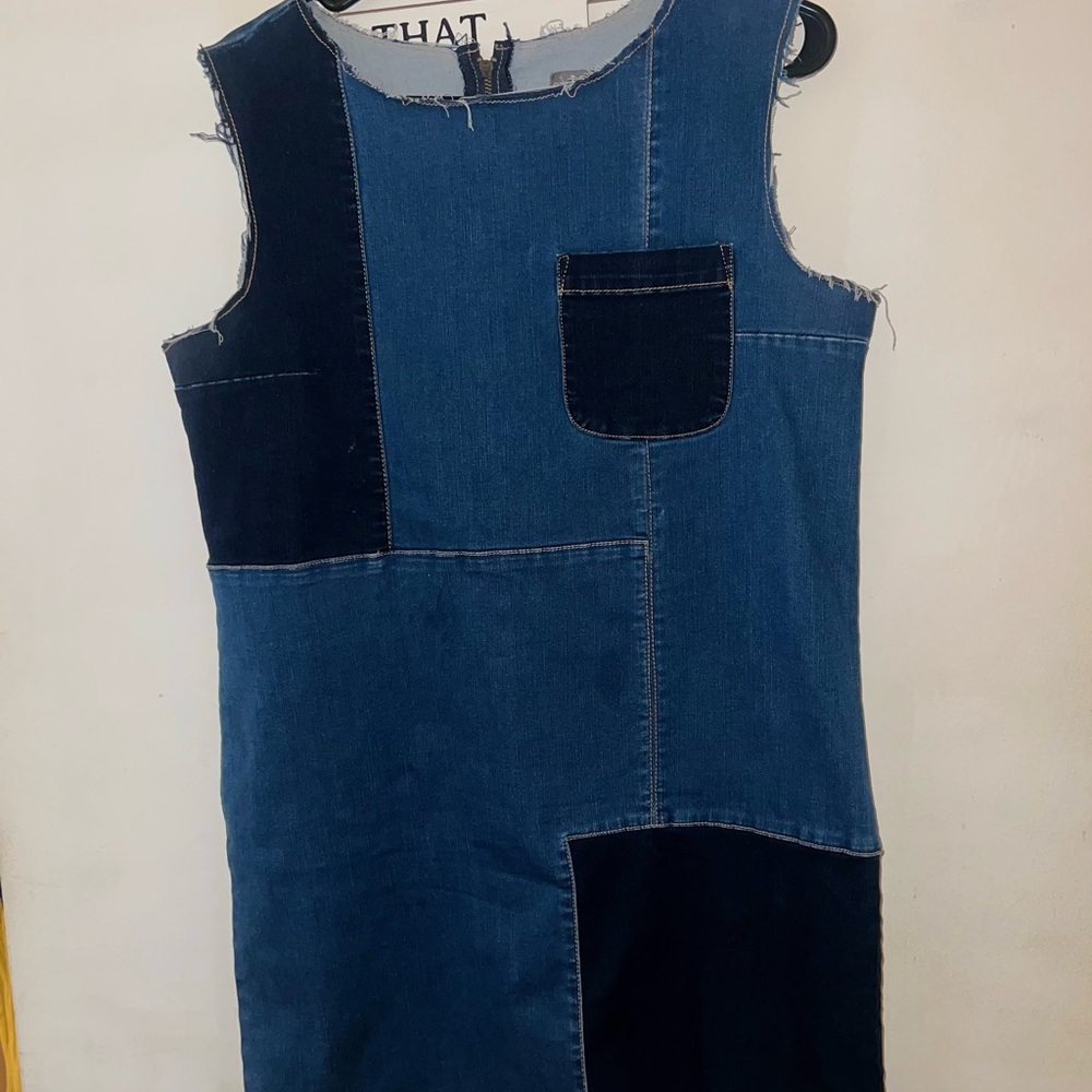 Denim Patchwork Dress - image 1